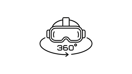 Obraz premium virtual reality headset with 360 degree rotation symbol for immersive view.