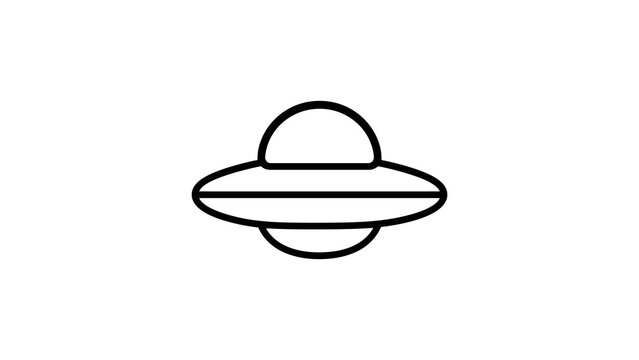 Ufo flying saucer outline icon isolated vector for extraterrestrial concept.