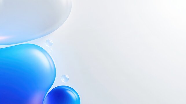 Minimal glassmorphism background with rounded translucent blue panels and luminous circles