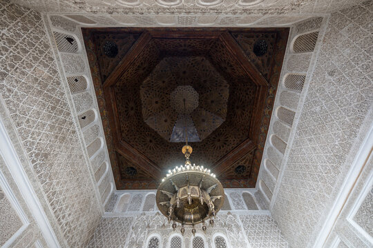 Ceiling of Ben Youssef Madrasa - Marrakesh, Morocco