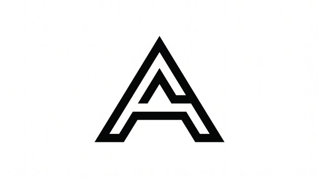 Minimal Geometric Letter A Logo Monogram Black Double-Line Design for Branding and Identity