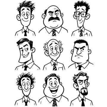 Nine Office Character Portraits vector