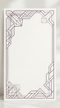 Elegant thin line art deco corner frame border design with minimalist geometric template background stationary invitation