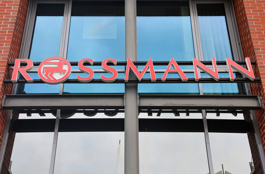 Hamburg, Germany - 19. September 2026: Rossmann drugstore sign on a modern building facade