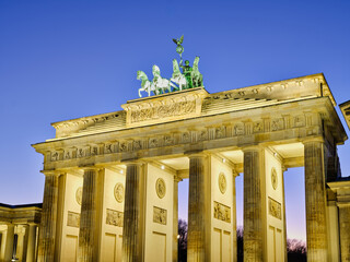 Quadriga statue on the Brandenburg Gate at blue hour in Berlin © Arnold