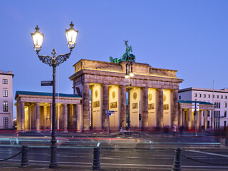 Brandenburg Gate illuminated at blue hour in Berlin Germany © Arnold