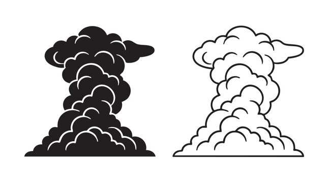 thunderhead cloud vector icon silhouette with line art silhouette silhouette with line art vector icon