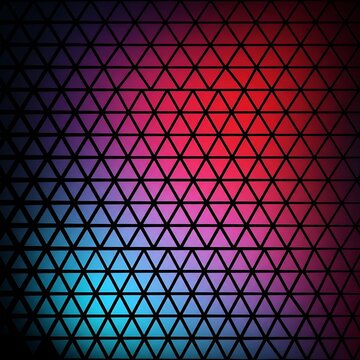 Abstract geometric background with a pattern of colorful glowing triangles in a gradient