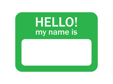 Green hello my name is sticker tag