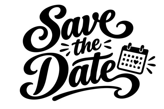 Save the date hand lettered script design for cards and invites in vector