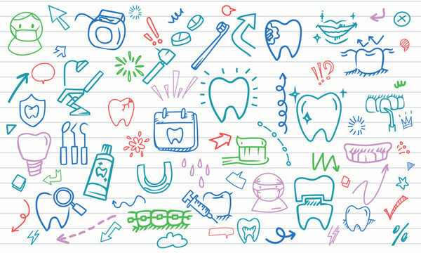 Hand Drawn Dental Care Notebook Paper Background