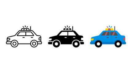 Police car with siren light icon set emergency security transport automobile government authority transportation © Mst Runa