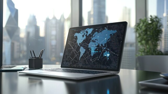 Laptop world map screen