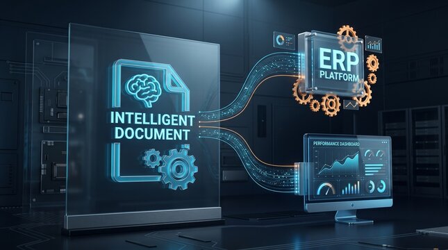 Intelligent document processing and erp platform integration system with data integration enterprise resource planning business software digital document digital tran