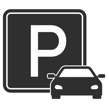 Parking sign with car icon vector illustration
