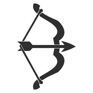 Black bow and arrow icon with dynamic motion lines
