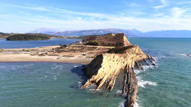 Dalan Beach Cliffs Vlore Albania Aerial 4K