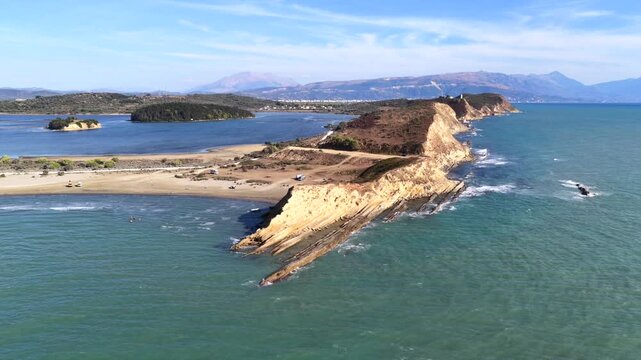 Dalan Beach Cliffs Vlore Albania Aerial 4K