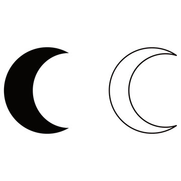 Minimalist crescent moon phases vector icon set