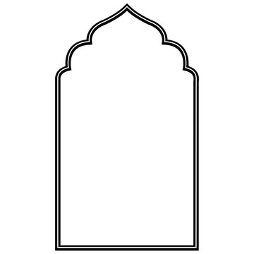 Simple islamic architectural arch design in black and white vector style