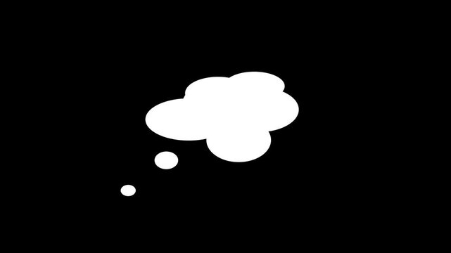 thinking chat bubble animation.on black screen.4k video