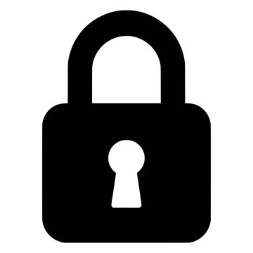 Simple black padlock icon with keyhole