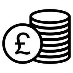 Obraz premium British pound coin and stack of money icon
