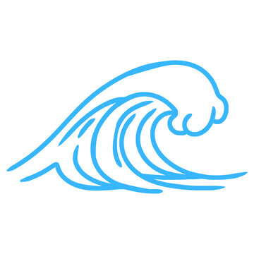 Blue stylized wave icon with smooth outline