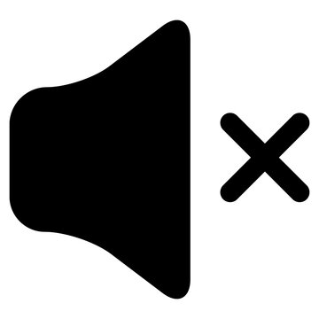 Black mute speaker icon with cross symbol