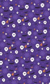 Whimsical Halloween Skull and Spider Web Seamless Pattern