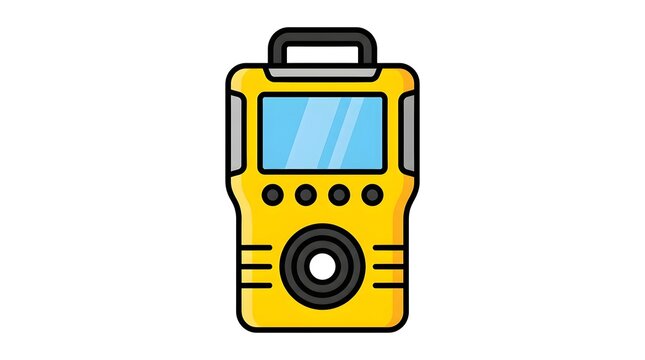 A flat vector illustration of a yellow industrial gas detector device used for monitoring air quality and detecting hazardous chemical leaks in professional environments