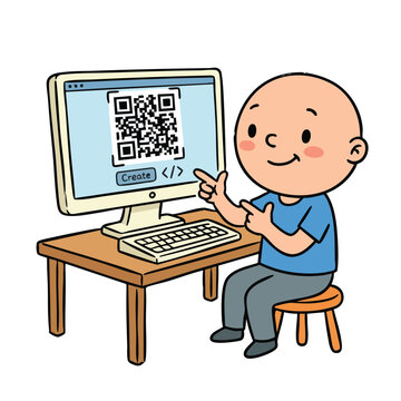 Person at computer generating QR code with create button