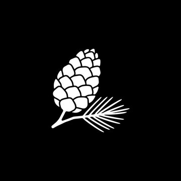 Pine cone silhouette illustration on black background design high resolution picture
