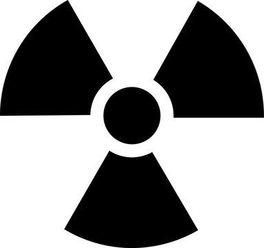 Radiation hazard trefoil symbol silhouette icon featuring radioactive danger warning for nuclear power, laboratory, and industrial safety compliance signs