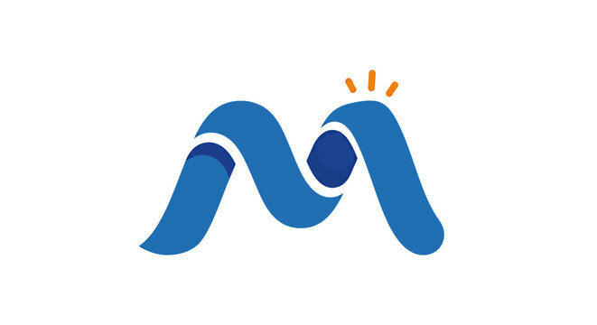 Abstract blue intertwined curves logo forming an M for branding and identity design.