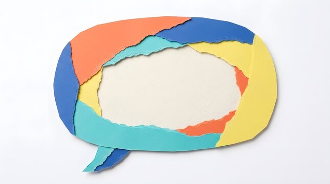 Torn paper speech bubble frame on a white background for message or dialogue
