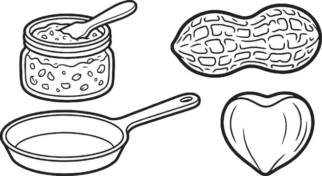 Four peanut butter jar and roasting pan coloring page
