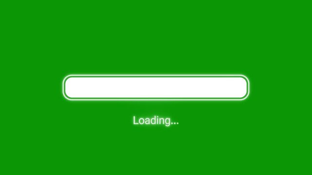 Horizontal digital progress loading bar interface on green screen chroma key, sleek modern website data download status display animation for web app design video production motion graphics.