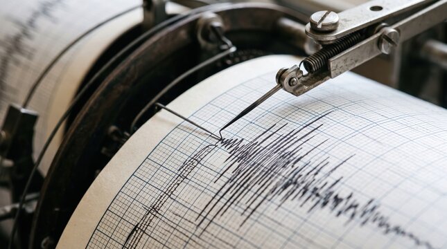Seismograph recording earthquake waves