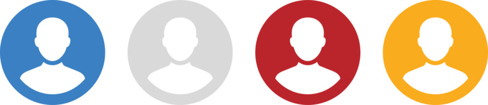 User Profile Avatar Icon Set with Colorful Blue Gray Red and Yellow Circle Account Symbols for Web Interface UI