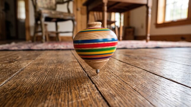 Colorful wooden spinning top