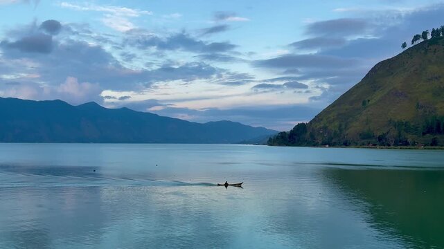 Beautiful scenery of Lake Laut Tawar in Takengon Gayo province Aceh Sumatra Indonesia