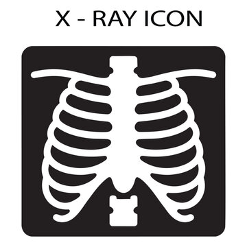 Chest rib cage X-ray radiograph scan icon vector illustration for medical radiology