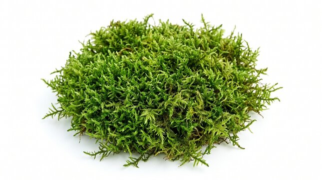 Green moss isolate on a white background PNG with natural texture.