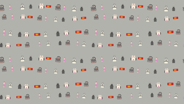 Seamless pattern of kitchen appliances and accessories