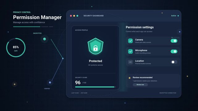 Cyber Security Dashboard Privacy Permission Manager UI