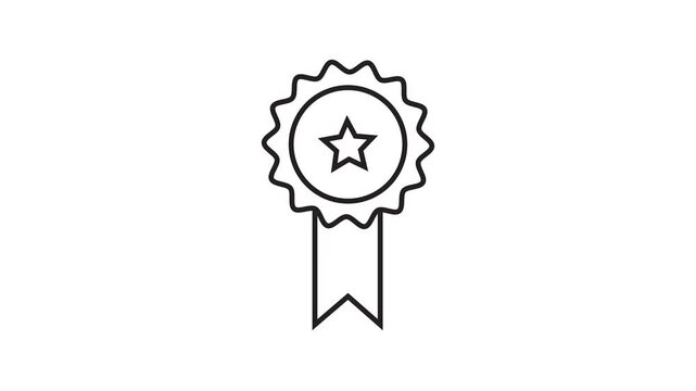 Award animated icon on transparent background. Animated star reward ribbon badge icon. Animated quality award ribbon badge. 4k video