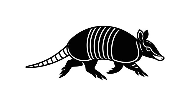 Minimalist black and white armadillo silhouette icon.