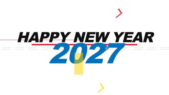 Happy New Year 2027 minimal clean corporate event intro animation