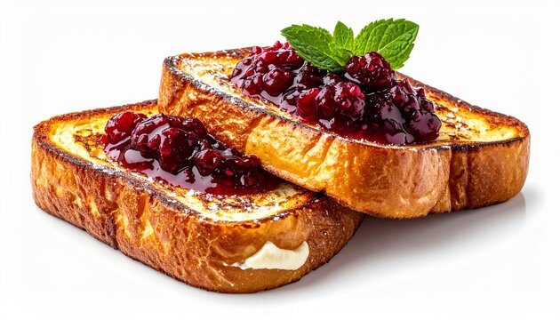 sweet toasted bread slices topped with red berry fruit jam